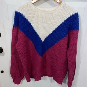 Pink, Blue, and White Sweater